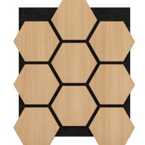 Panele akustyczne Hexagon Drewno Naturalny Dąb z Czarnym Filcem