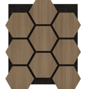 Panele akustyczne Hexagon Drewno Orzech Brązowy z Czarnym Filcem