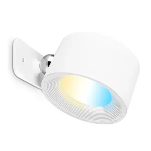 Ładowana 360° Obrotowa Lampa Ścienna Okrągła Biała
