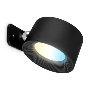 Opladowa 360° Obrotowa Lampa Ścienna Okrągła Czarna