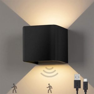 Aku WallClip Lampa Ścienna Akumulatorowa Kostka Kwadratowa Czarna
