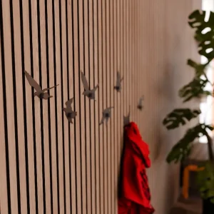 Aku WallClip Aviary Ptaki z Gałkami Ściennymi Czarne – Zestaw 7 sztuk