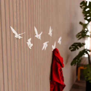 Aku WallClip Aviary Ptaki z Gałkami Ściennymi Biały – Zestaw 7 sztuk