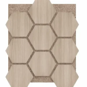 Panele akustyczne Hexagon Drewno Japandi Jasny Dąb Beż z Brązowym Filcem